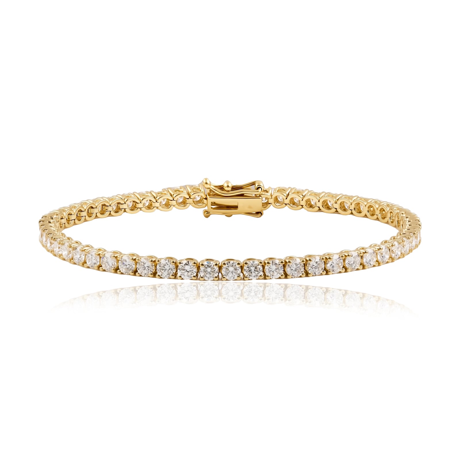 The Carrie Tennis Bracelet... 5.45 Carat Lab Diamond Tennis Bracelet In Yellow Gold. Part of The Madison Collection and exclusive to LeGassick Jewellery.