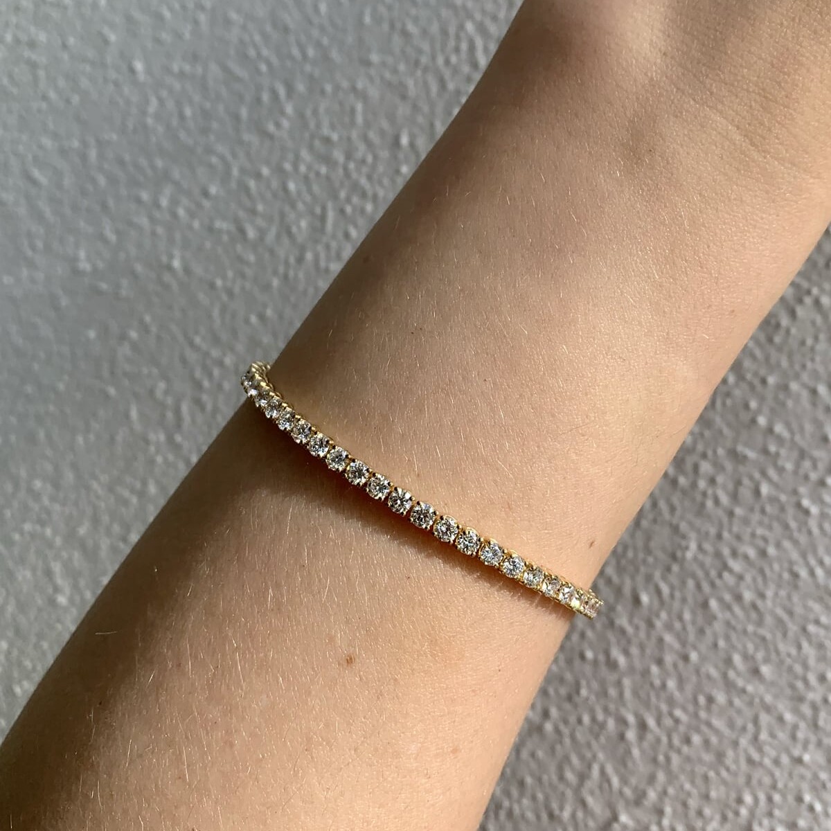 The Carrie Tennis Bracelet... 5.45 Carat Lab Diamond Tennis Bracelet In Yellow Gold. Part of The Madison Collection and exclusive to LeGassick Jewellery.